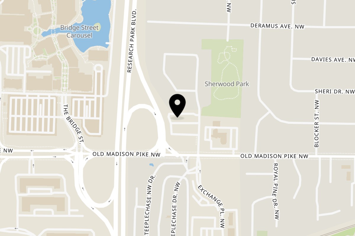 Map showing the location of Venice Pizza on 6610 Old Madison Pike in Huntsville